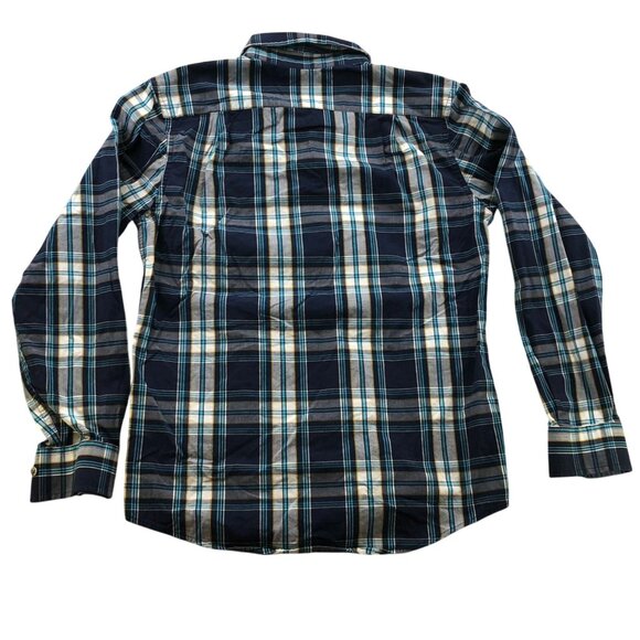 George Mens Shirt Small Plaid Long Sleeve Classic Fit Button Down Casual Blue - Picture 2 of 11